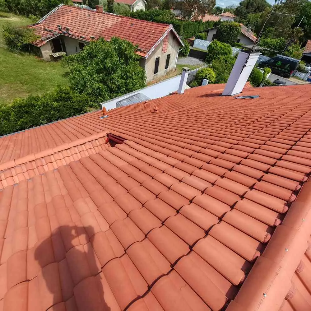 Toiture couverte de mousse avant nettoyage a Bayonne